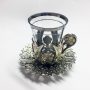 Ottoman Turkish Tea Glasses Set with Holder Handles Saucers Glass Cups Tray